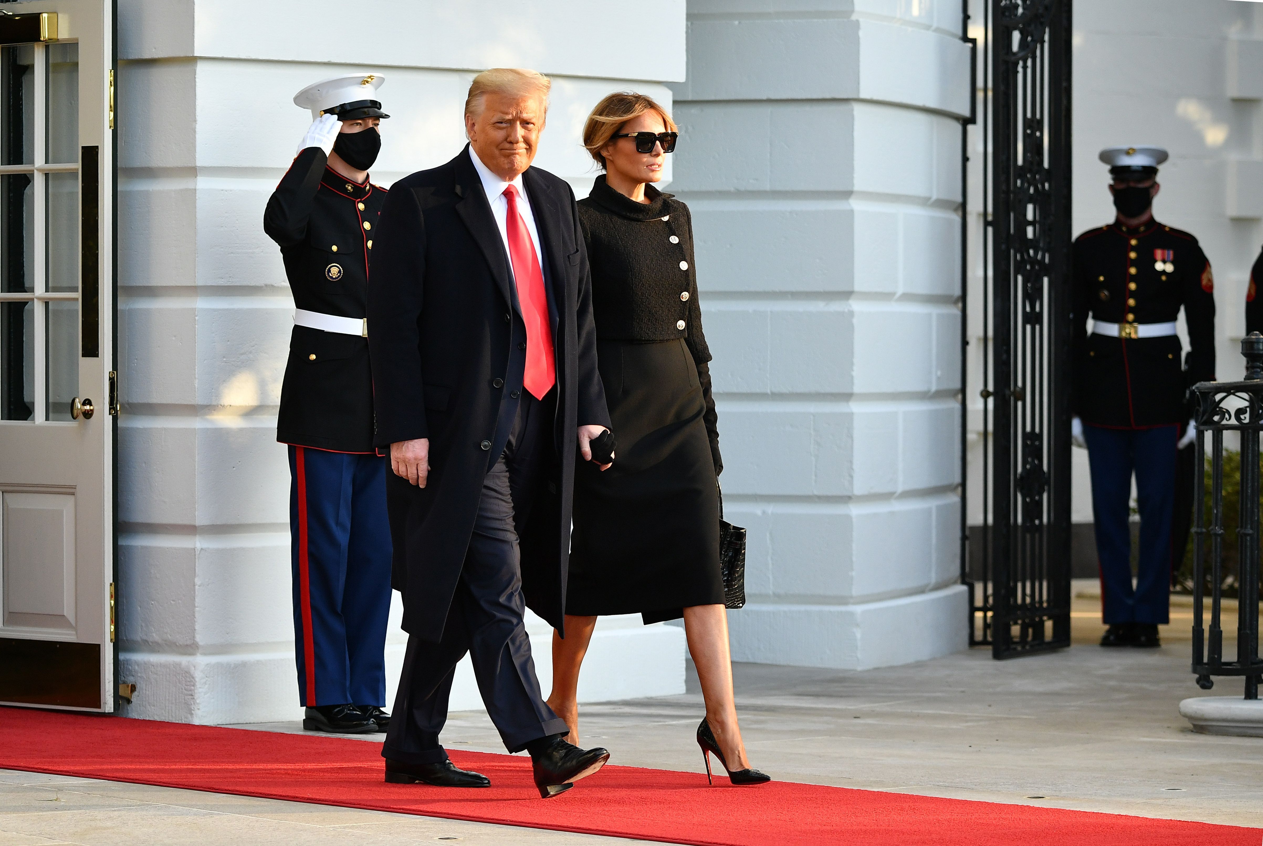 Melania Trump Wears Black Outfit For Final Farewell To The White House