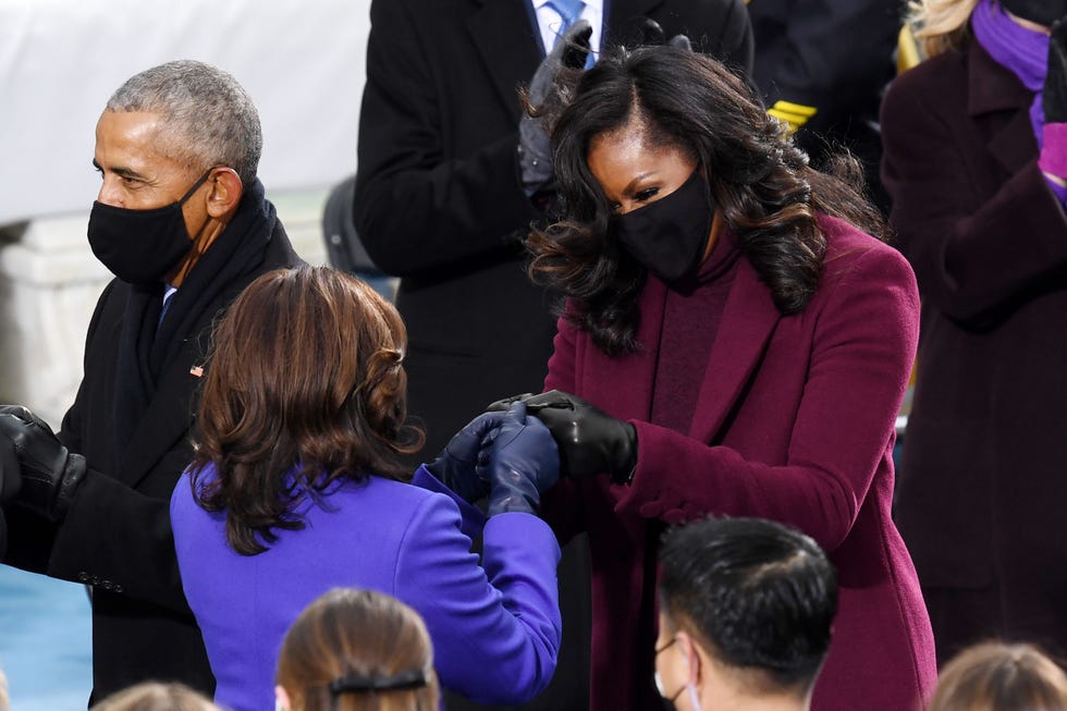 See Michelle Obama Fist-Bump Kamala Harris at Inauguration