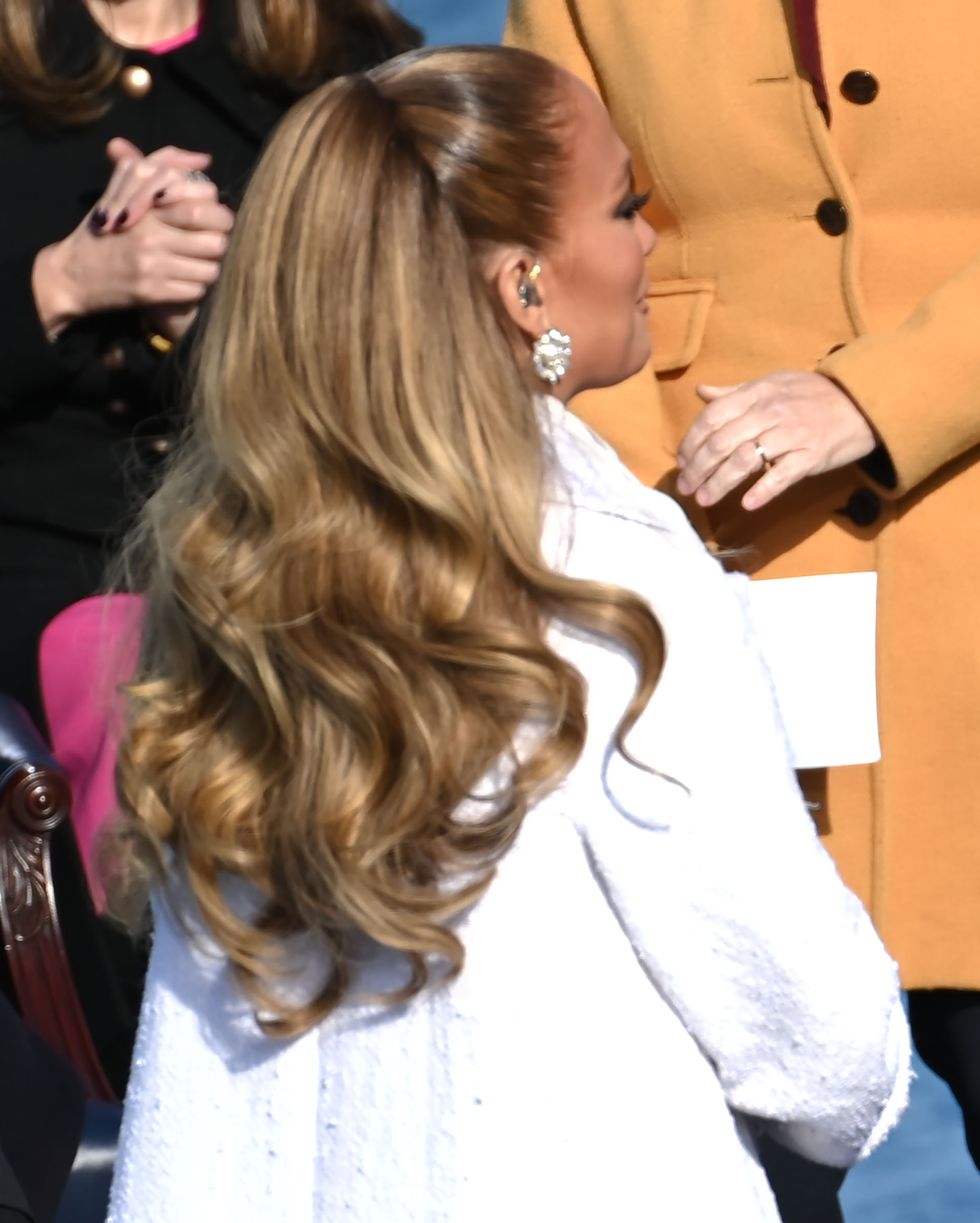 jlo inauguration ponytail hair