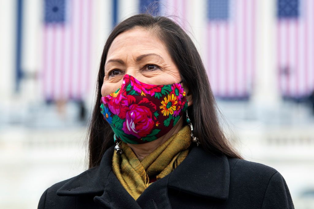 united states   january 20 deb haaland, nominee to be interior secretary, attends the inauguration before joe biden was sworn in as the 46th president of the united states on the west front of the us capitol on wednesday, january 20, 2021 photo by tom williamscq roll call, inc via getty images