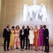 us president joe biden and us first lady jill biden pose with their family in front of the statue of abraham lincoln at the celebrating america event at the lincoln memorial after his inauguration as the 46th president of the united states in washington, dc, january 20, 2021 photo by joshua roberts pool afp photo by joshua robertspoolafp via getty images us president joe biden and us first lady jill biden pose with their family in front of the statue of abraham lincoln at the celebrating america event at the lincoln memorial after his inauguration as the 46th president of the united states in washington, dc, january 20, 2021 photo by joshua roberts pool afp photo by joshua robertspoolafp via getty images