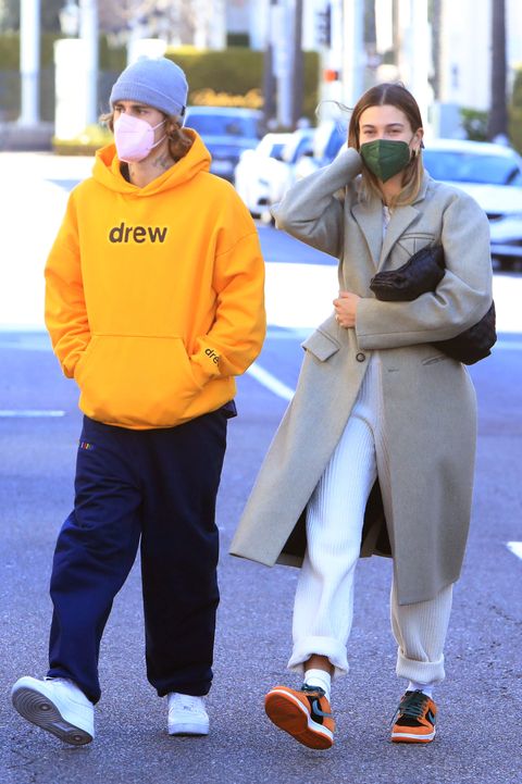 los angeles, ca   february 20 justin bieber and hailey bieber are seen on february 20, 2021 in los angeles, california photo by rachpootmegagc images