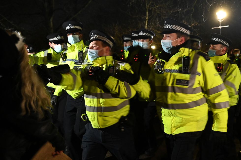 police at clapham common during vigils for murdered sarah everard