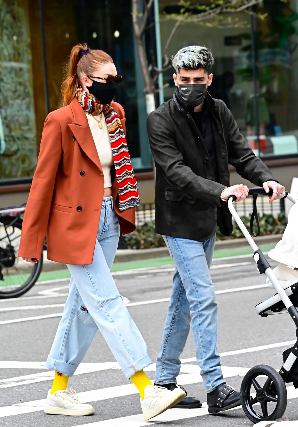 new york, ny march 25 gigi hadid and zayn malik are seen walking in soho on march 25, 2021 in new york city photo by raymond hallgc images
