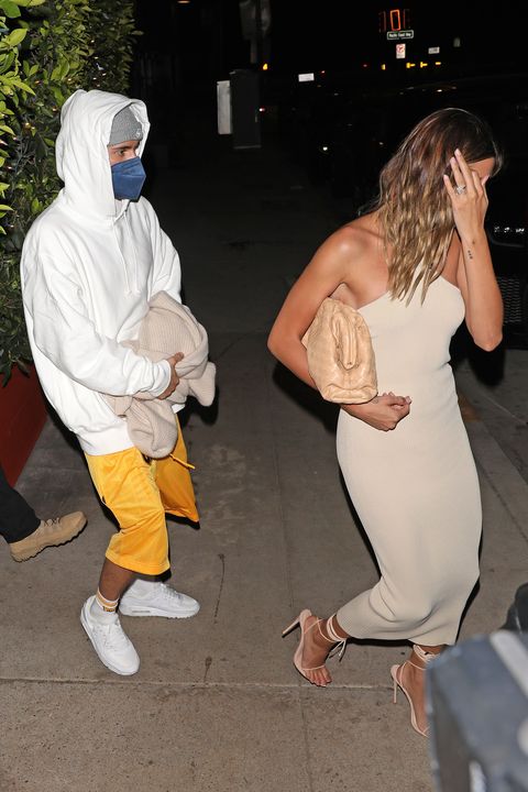 los angeles ca   april 2 justin bieber and wife hailey are seen at italian restaurant giorgio baldi on april 2, 2021 in los angeles, california photo by 007photographer groupmegagc images