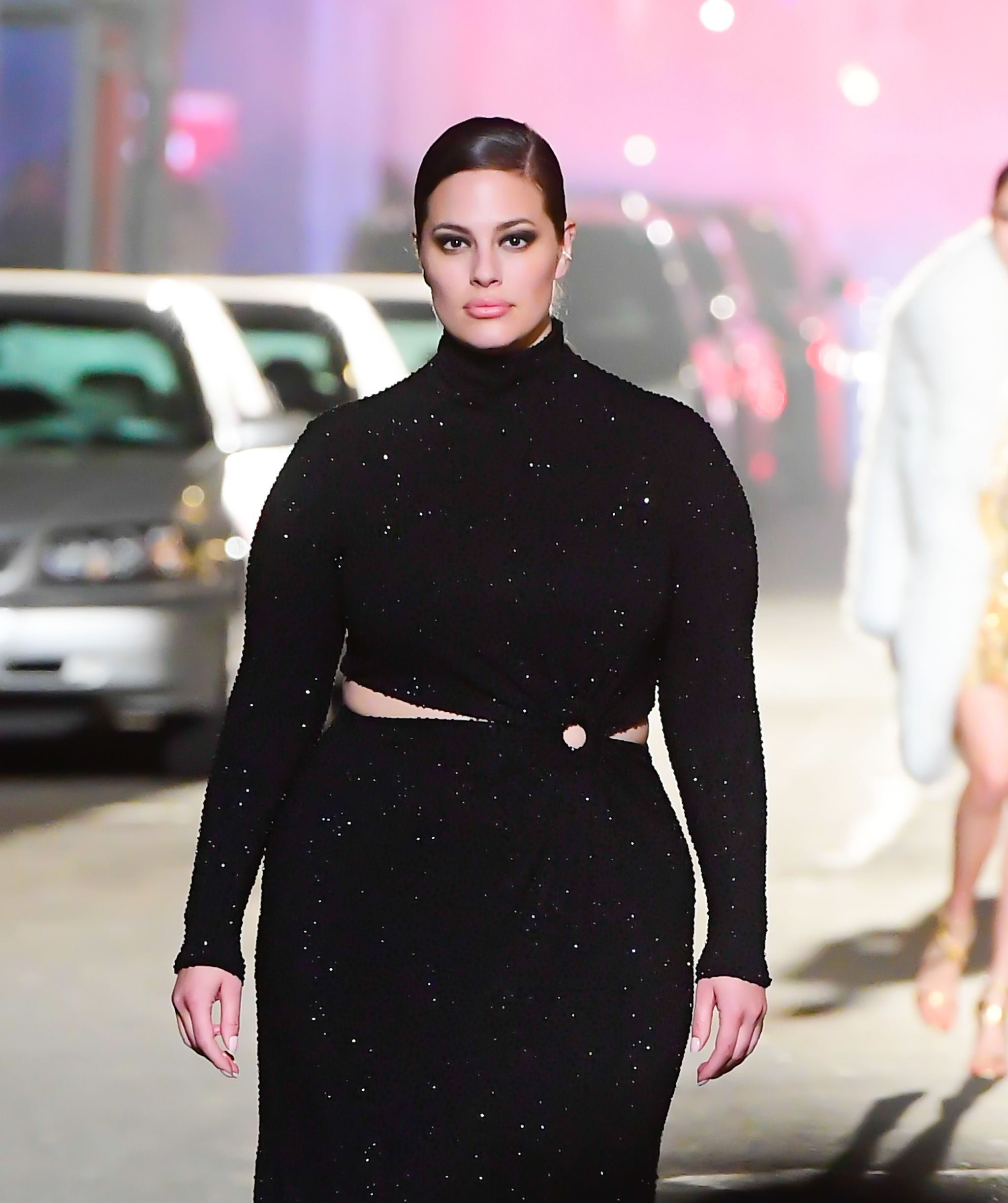 new york, ny   april 08  ashley graham walks the runway during at the michael kors fashion show at the booth theater in midtown on april 8, 2021 in new york city  photo by raymond hallgc images