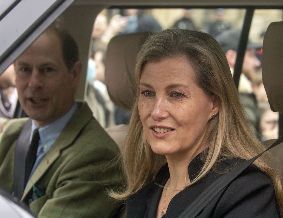 the earl and countess of wessex leave windsor castle, berkshire, following the announcement of the death of the duke of edinburgh at the age of 99 picture date saturday april 10, 2021 photo by steve parsonspa images via getty images
