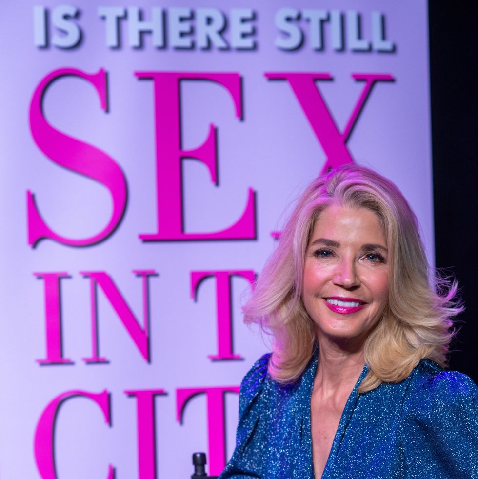 new hope, pa   april 15 candace bushnell, writer and star of "is there still sex in the city answers questions on stage during a press conference announcing candace bushnell's one woman show "is there still sex in the city"  thursday, april 15, 2021 at bucks county playhouse in new hope, pennsylvania  photo by william thomas caingetty images