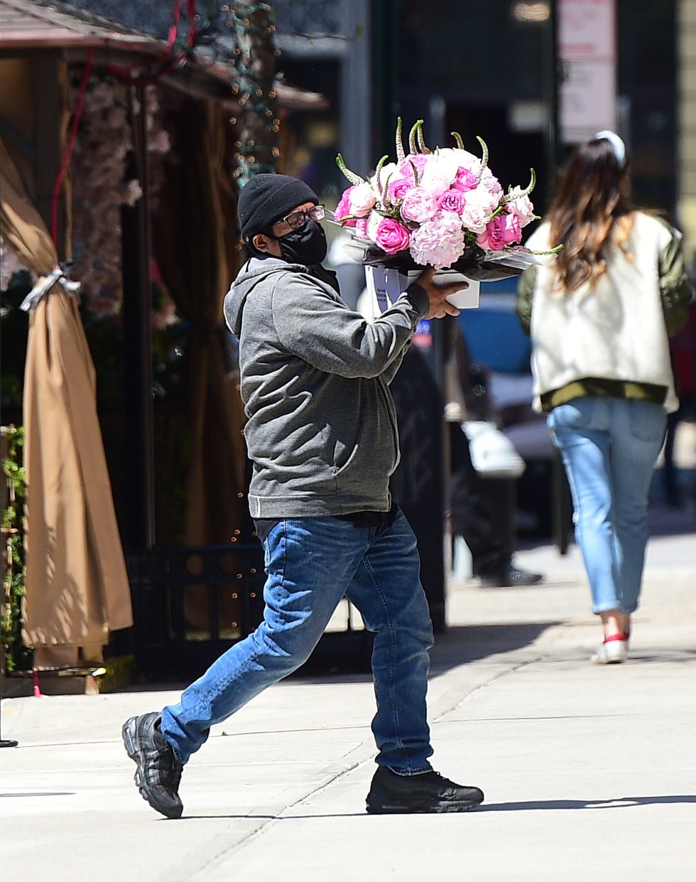 new york, ny   april 23  people bring party balloons ahead of gigi hadids 26th birthday in noho  on april 23, 2021 in new york city  photo by raymond hallgc images