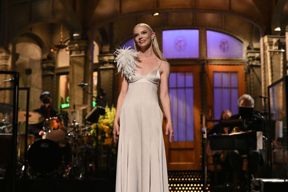 saturday night live    anya taylor joy episode 1805    pictured host anya taylor joy during the monologue on saturday, may 22, 2021    photo by will heathnbcnbcu photo bank via getty images
