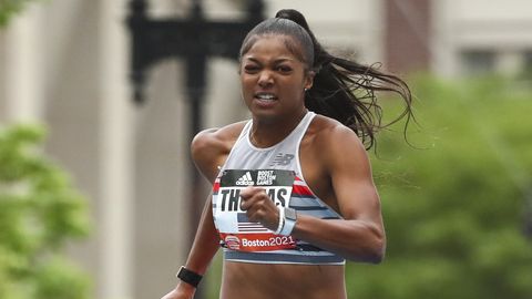 preview for Gabby Thomas Wins the Women’s 200 Meters at the Olympic Trials