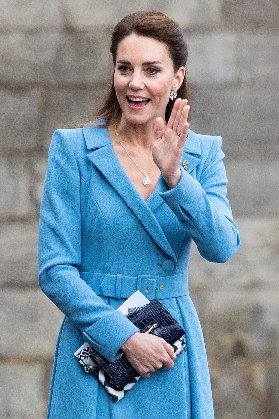 britain's catherine, duchess of cambridge attends a beating retreat by the massed pipes and drums of the combined cadet force in scotland at the palace of holyroodhouse in edinburgh, scotland on may 27, 2021, the final day of their week long visit to the country photo by jane barlow pool afp photo by jane barlowpoolafp via getty images
