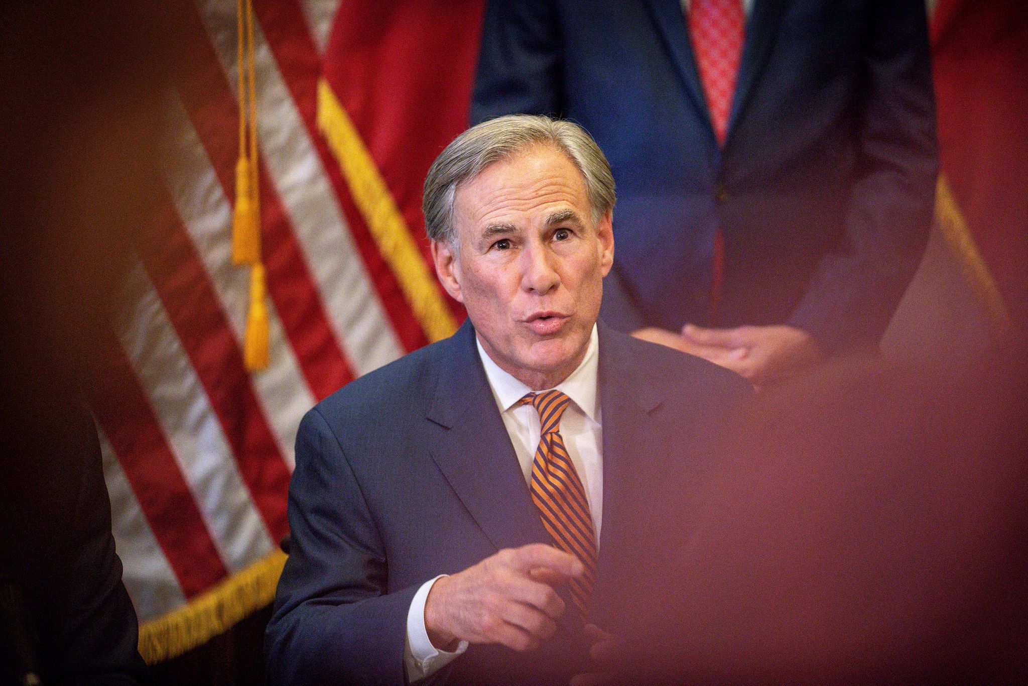 austin, tx   june 08 texas governor greg abbott speaks during a press conference where he signed senate bills 2 and 3 at the capitol on june 8, 2021 in austin, texas governor abbott signed the bills into law to reform the electric reliability council of texas and weatherize and improve the reliability of the state's power grid the bill signing comes months after a disastrous february winter storm that caused widespread power outages and left dozens of texans dead photo by montinique monroegetty images