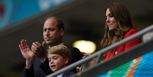 the duke and duchess of cambridge with son prince george during the uefa euro 2020 round of 16 match at wembley stadium, london picture date tuesday june 29, 2021 photo by mike egertonpa images via getty images
