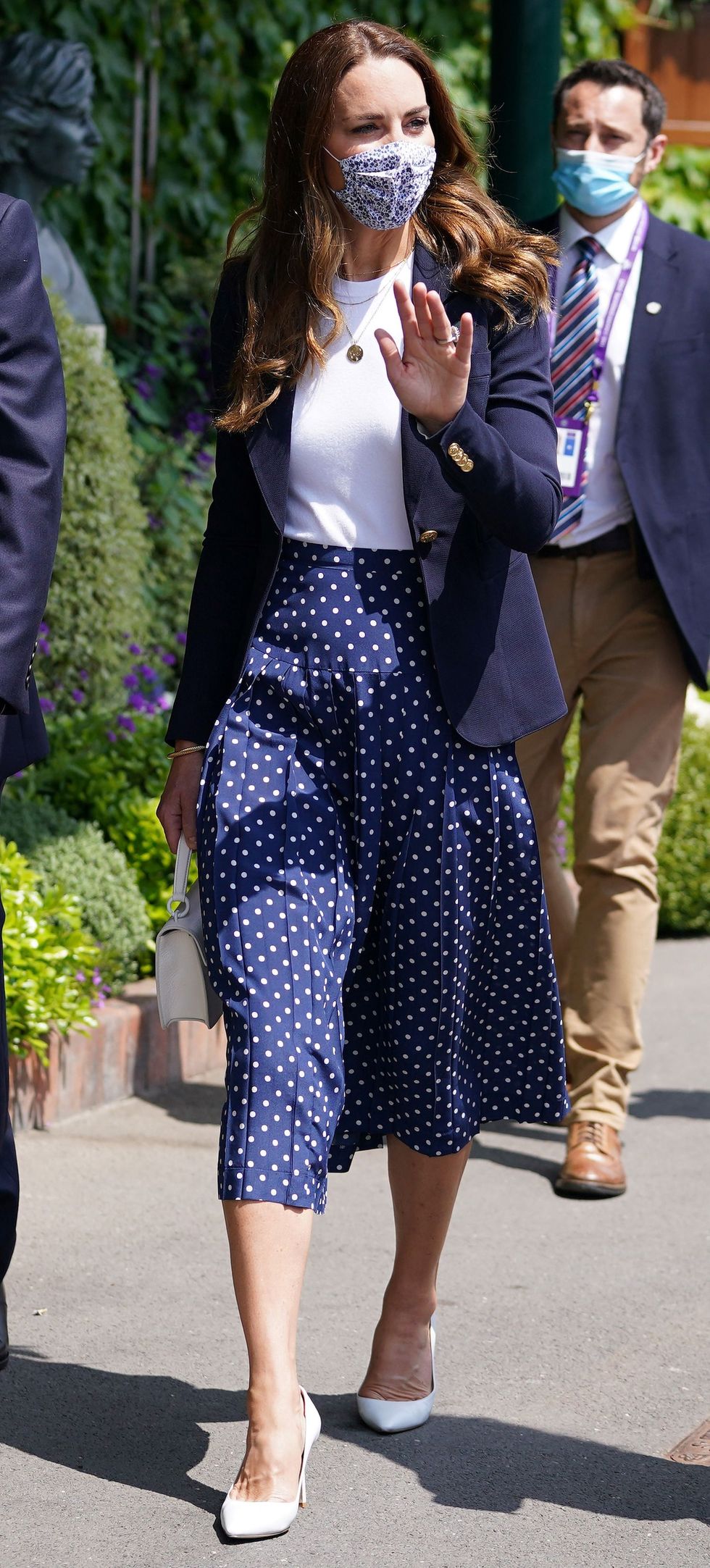 Kate Middleton Wears Navy Blazer and Polka Dots to Watch Wimbledon