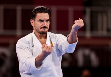 tokyo, japan   august 06 damian quintero of spain competes during the menâs karate kata ranking round in the tokyo 2020 olympic games at nippon budokan on august 06, 2021 in tokyo, japan photo by elif ozturk ozgoncuanadolu agency via getty images