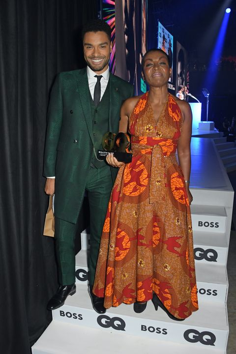 london, england   september 01  rege jean page, winner of the standout performance award, and adjoa andoh attend the 24th gq men of the year awards in association with boss at tate modern on september 1, 2021 in london, england  photo by david m benettdave benettgetty images for hugo boss uk