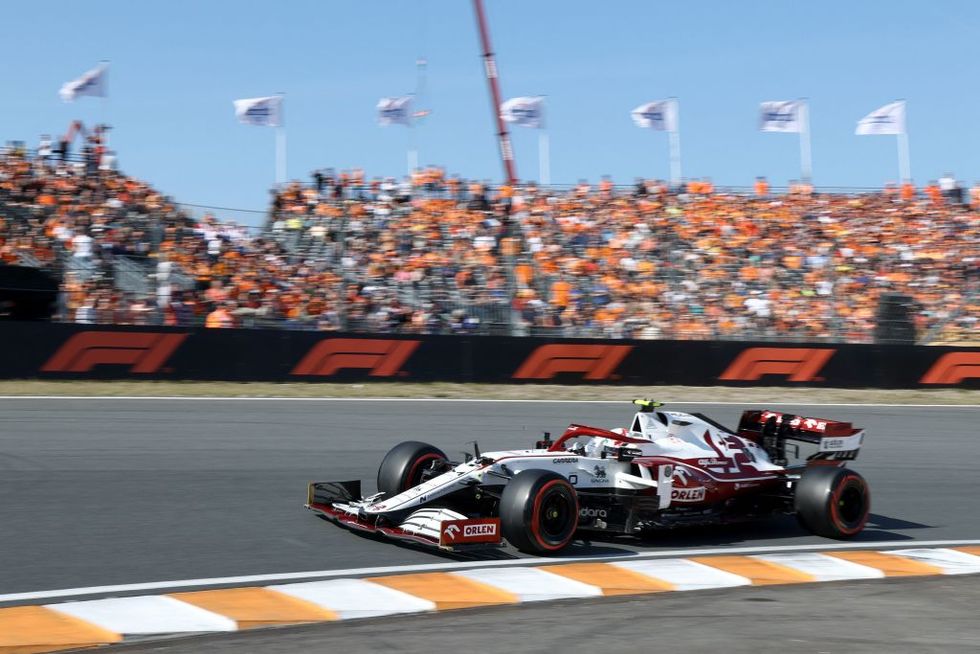 alfa romeos italian driver antonio giovinazzi races at the zandvoort circuit during the qualifying session of the netherlands formula one grand prix in zandvoort on september 4, 2021 photo by kenzo tribouillard  afp photo by kenzo tribouillardafp via getty images