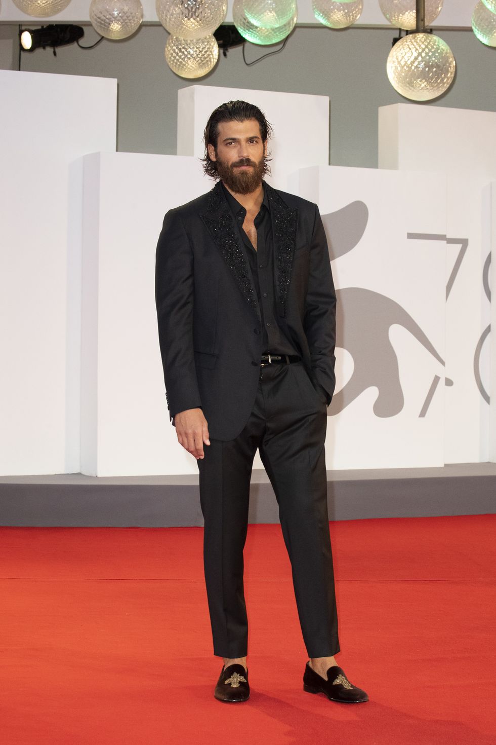 venice, italy   september 05 turkish actor can yaman attends the red carpet of the filming italy award during the 78th venice international film festival on september 05, 2021 in venice, italy photo by primo barolanadolu agency via getty images
