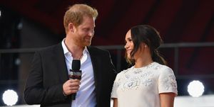 britains prince harry and meghan markle speak during the 2021 global citizen live festival at the great lawn, central park on september 25, 2021 in new york city photo by angela weiss  afp photo by angela weissafp via getty images