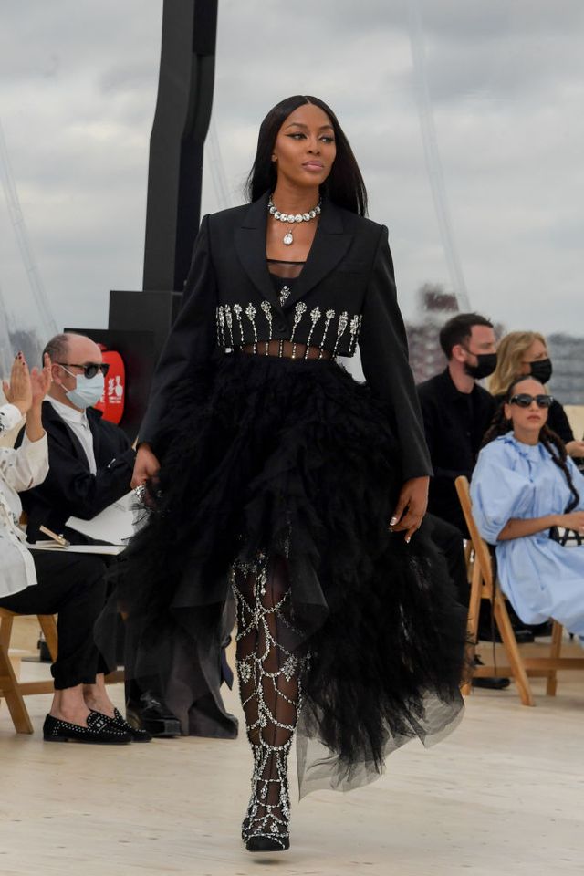 london, england   october 12 naomi campbell walks the runway at the alexander mcqueen ss22 womenswear show at tobacco dock on october 12, 2021 in london, england photo by david m benettdave benettgetty images for alexander mcqueen