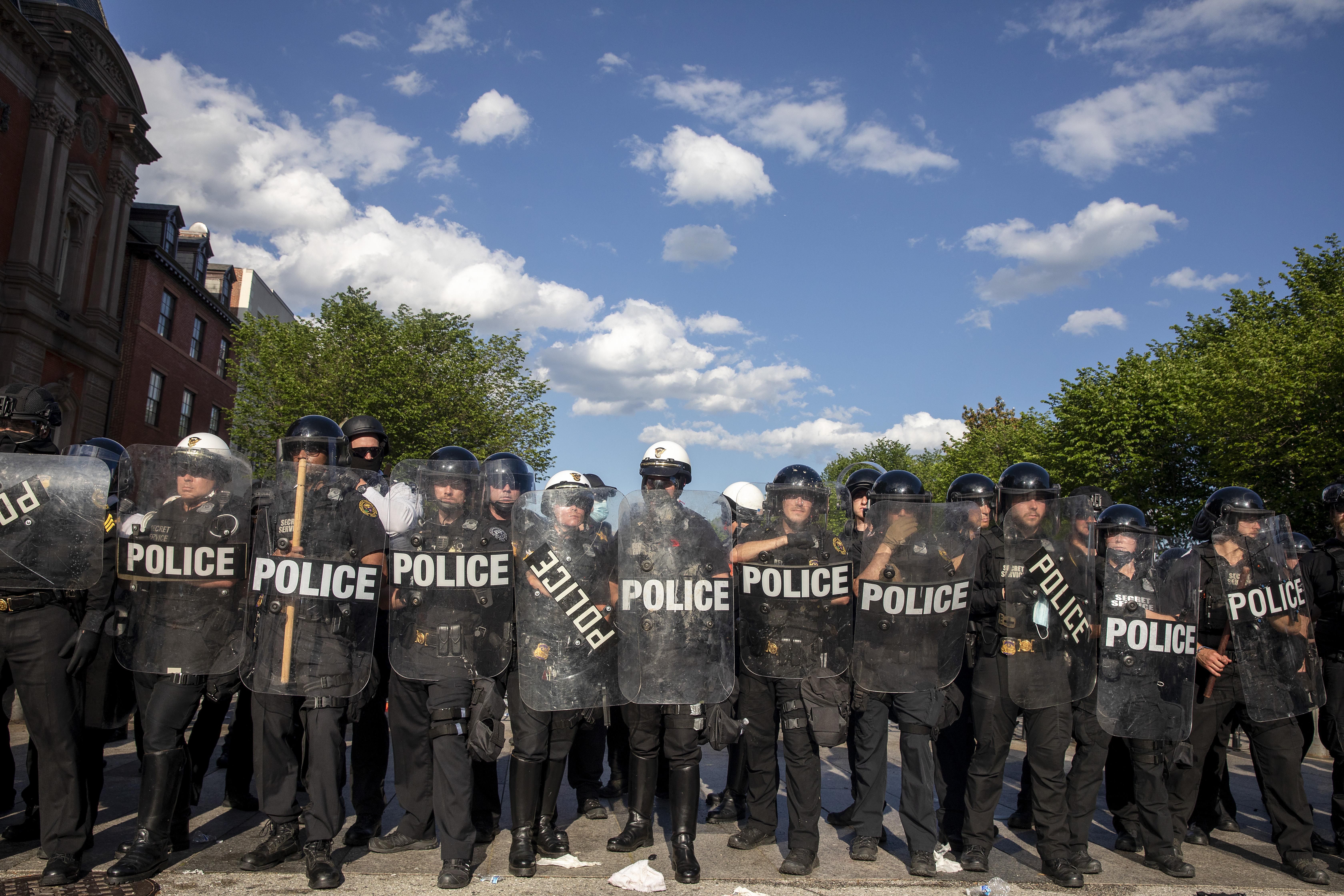 american riot police line