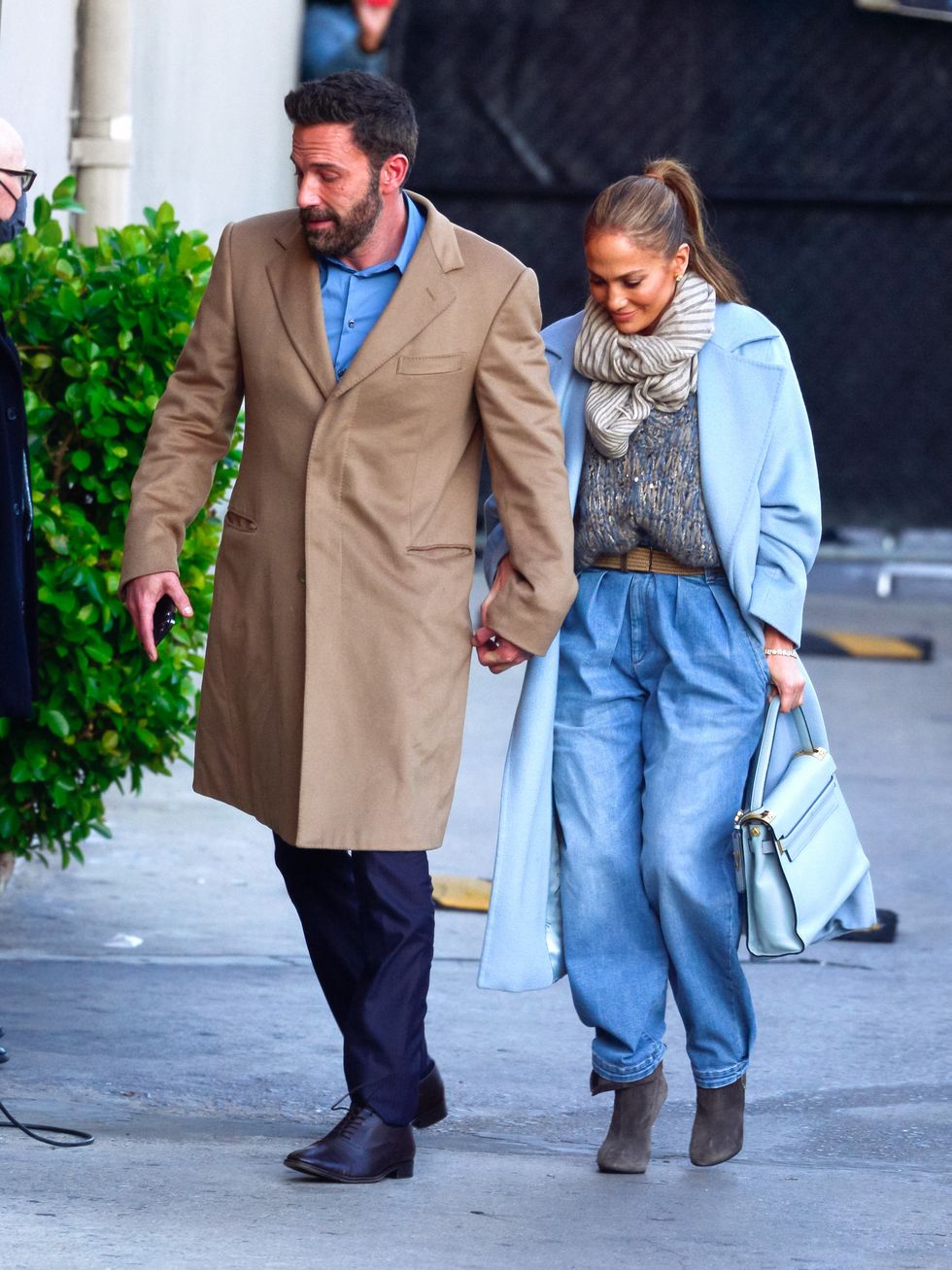 los angeles, ca   december 15 ben affleck and jennifer lopez are seen arriving at 'jimmy kimmel live' show on december 15, 2021 in los angeles, california  photo by jocebauer griffingc images
