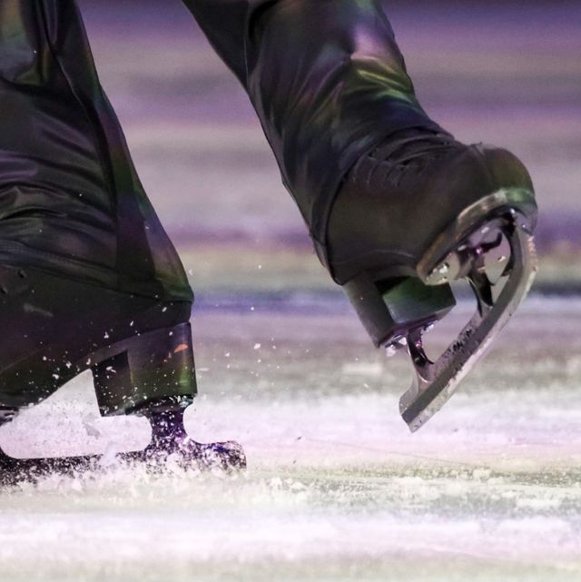 tallinn, estonia   january 12, 2022 an athlete performs during the men's short programme of the 2022 european figure skating championships at the tondiraba ice hall sergei bobylevtass photo by sergei bobylev\tass via getty images