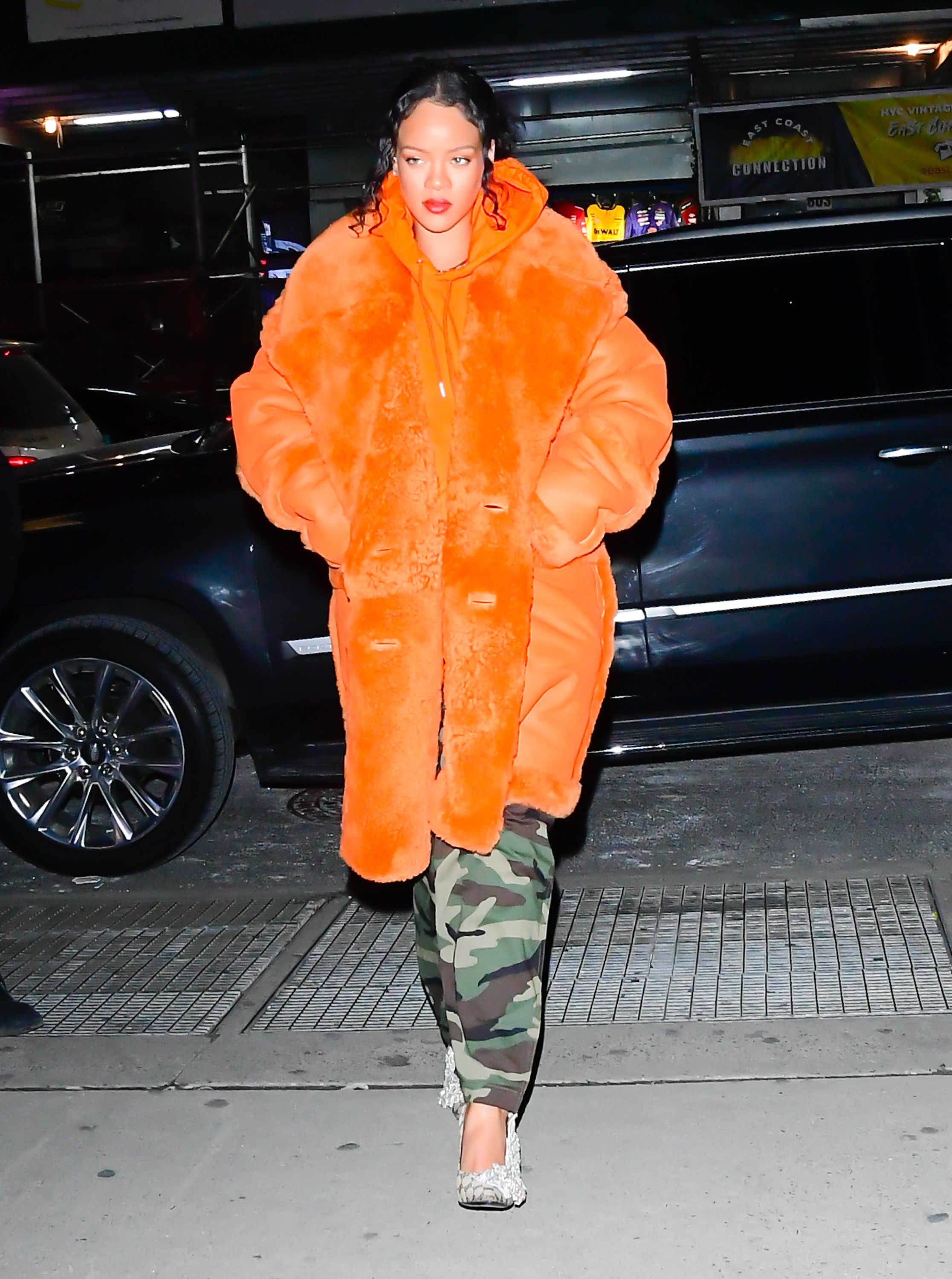 Rihanna in Orange Suit