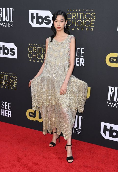 south korean actress jung hoyeon arrives for the 27th annual critics choice awards at the fairmont century plaza hotel in los angeles, march 13, 2022 photo by valerie macon  afp photo by valerie maconafp via getty images