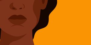 the face of a young strong african woman on yellow background concept of fighting for equality and female empowerment movement vector horizontal banner
