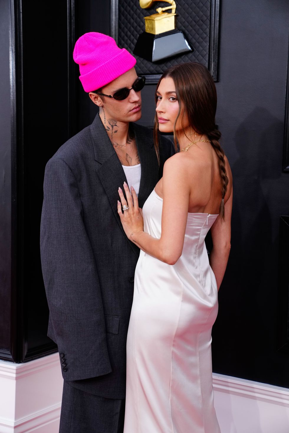 justin and hailey bieber at the grammys
