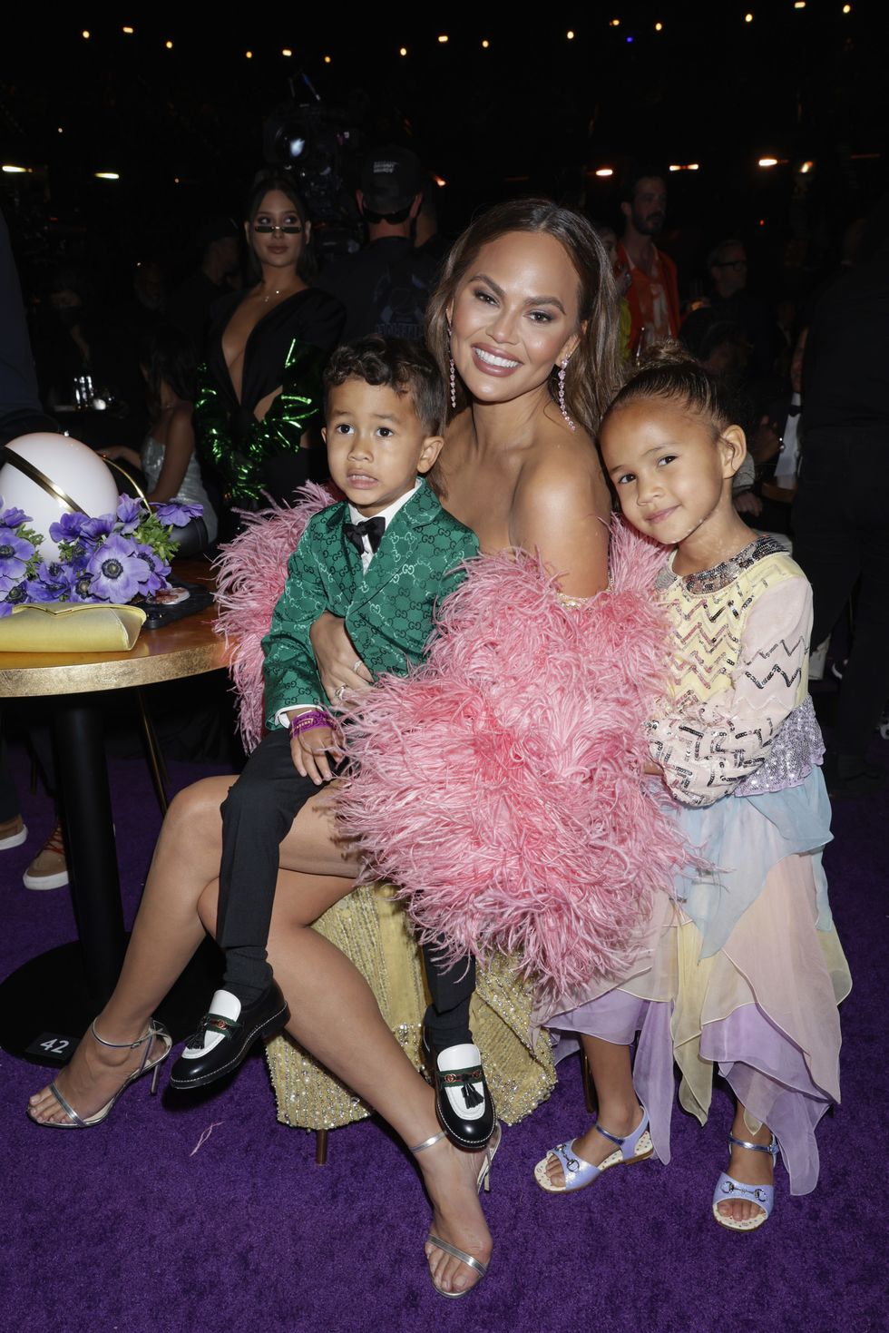las vegas   april 3 chrissy teigen and family at the 64th annual grammy awards, broadcasting live sunday, april 3 800 1130 pm, live et500 830 pm, live pt on the cbs television network, and available to stream live and on demand on paramount photo by francis speckercbs via getty images