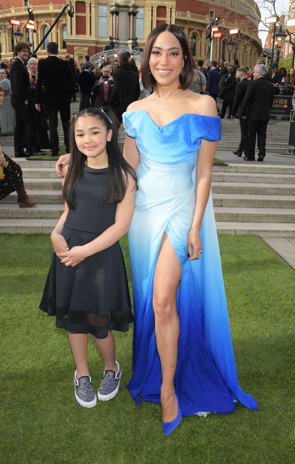 london, england   april 10  cush jumbo r and niece attends the olivier awards 2022 with mastercard at royal albert hall on april 10, 2022 in london, england photo by david m benettdave benettgetty images
