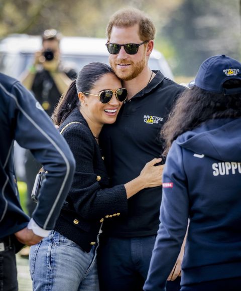 the hague   the duke and duchess of sussex, prince harry and his wife, meghan markle, during the jaguar land rover driving challenge of the invictus games, an international sporting event for servicemen and veterans who have been psychologically or physically injured in their military service remko de waal photo by anp via getty images