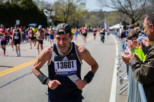 newton, ma april 18 robert judson runs up heartbreak hill during the 126th running of the boston marathon in newton on april 18, 2022 photo by erin clarkthe boston globe via getty images