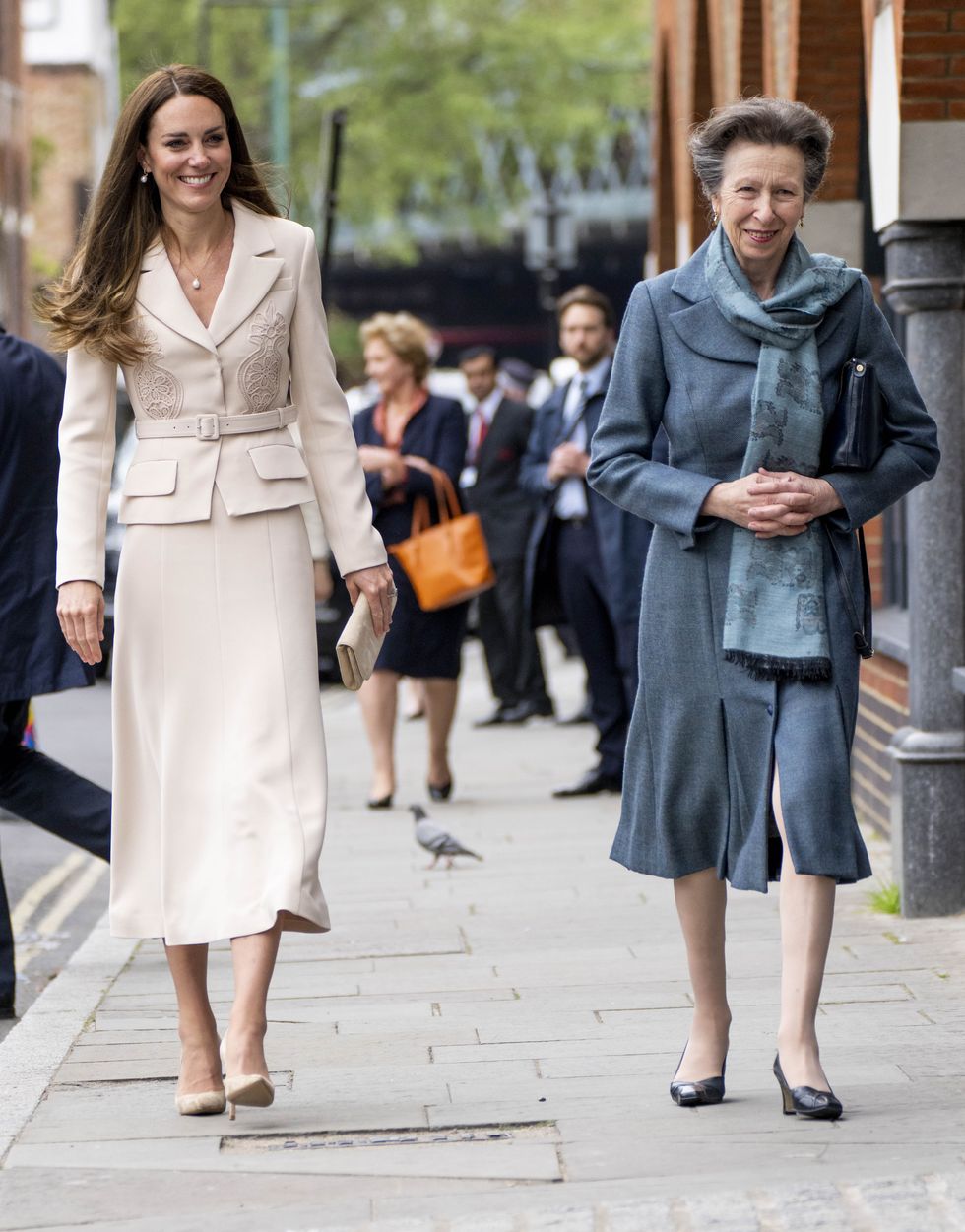 london, england   april 27 princess anne, princess royal, patron, the royal college of midwives rcm, and catherine, duchess of cambridge, patron, the royal college of obstetricians and gynaecologists rcog, visit the rcm and rcogs headquarters on april 27, 2022 in london, england photo by mark cuthbertgetty images