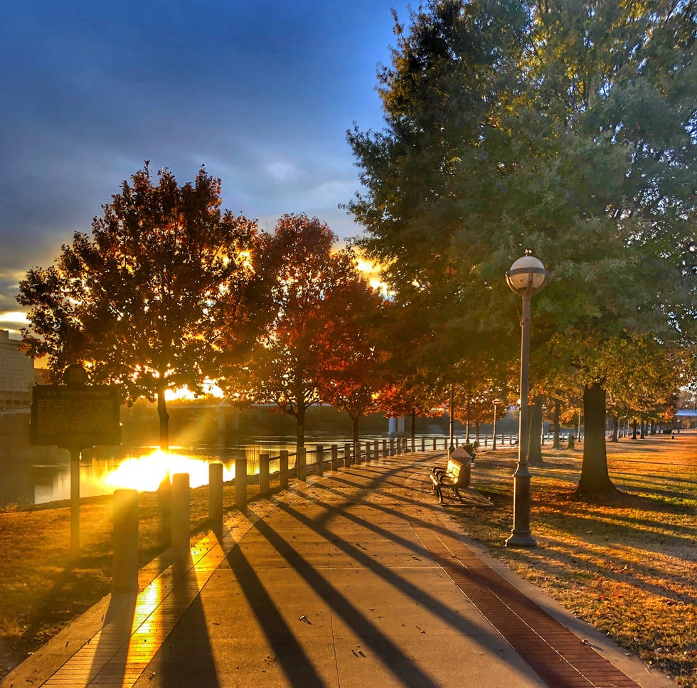 an autumn sunset along the arkansas river
