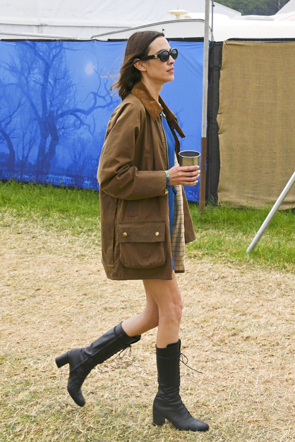 glastonbury, england june 24 alexa chung is seen on day one of the festival wearing her vintage barbour jacket on june 24, 2022 in glastonbury, england photo by david m benettdave benettgetty images