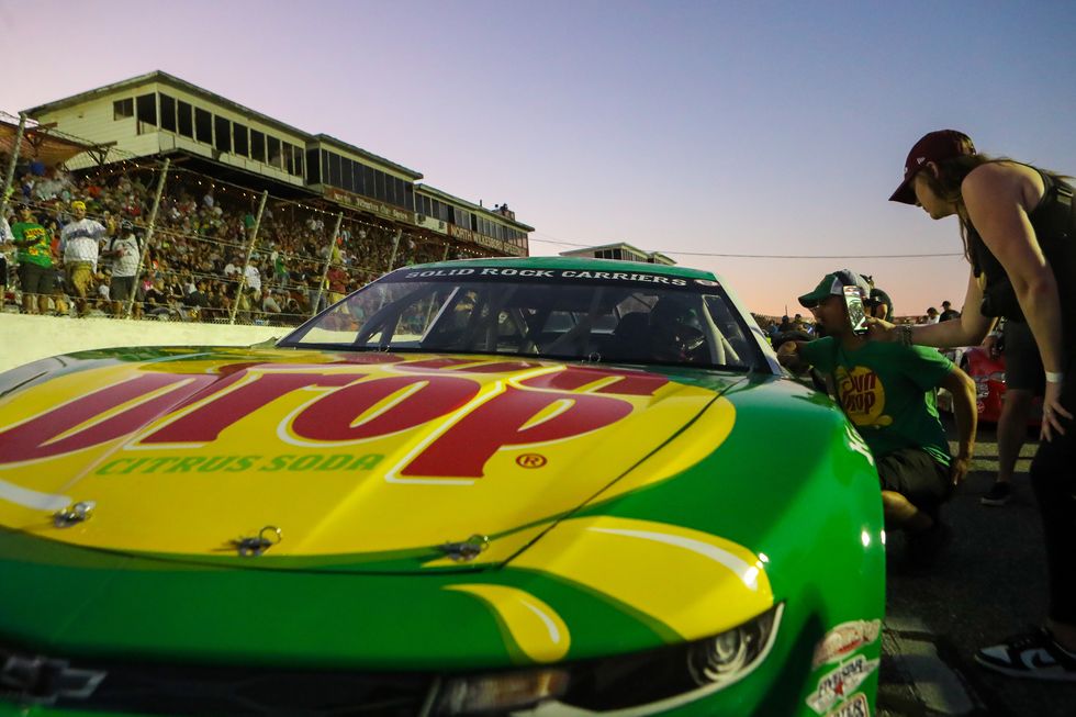 north wilkesboro, nc august 31 dale earnhardt jr 3 sits in his sun drop car moments before the cars tour lmsc 125 on aug 31, 2022, at the north wilkesboro speedway in north wilkesboro, nc photo by david jensenicon sportswire via getty images