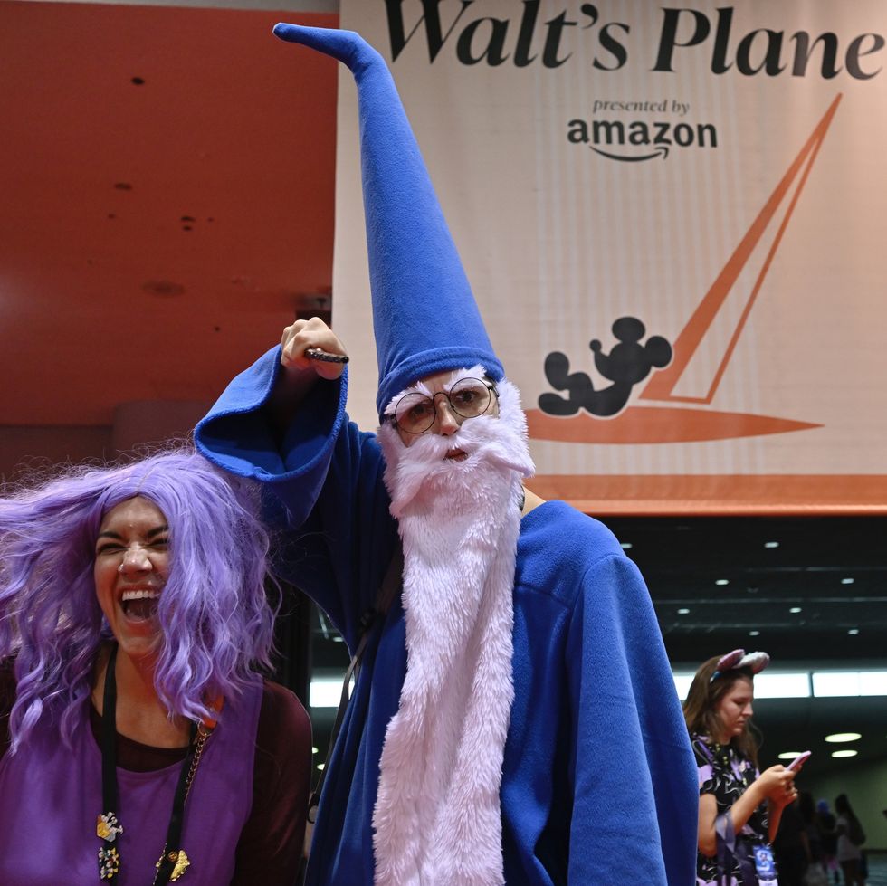 anaheim, ca september 09 shawnna nicholson, dressed as madam mim and samantha schmitt dressed as merlin during the d23 expo in anaheim, ca, on friday, sept 9, 2022 photo by jeff gritchenmedianews grouporange county register via getty images