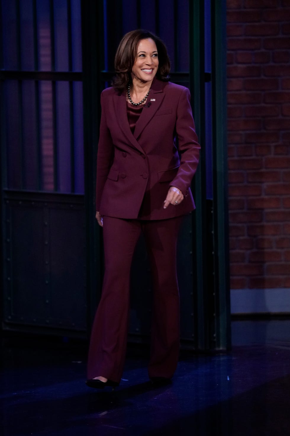 late night with seth meyers episode 1343 pictured vice president kamala harris arrives on october 10, 2022 photo by lloyd bishopnbc via getty images