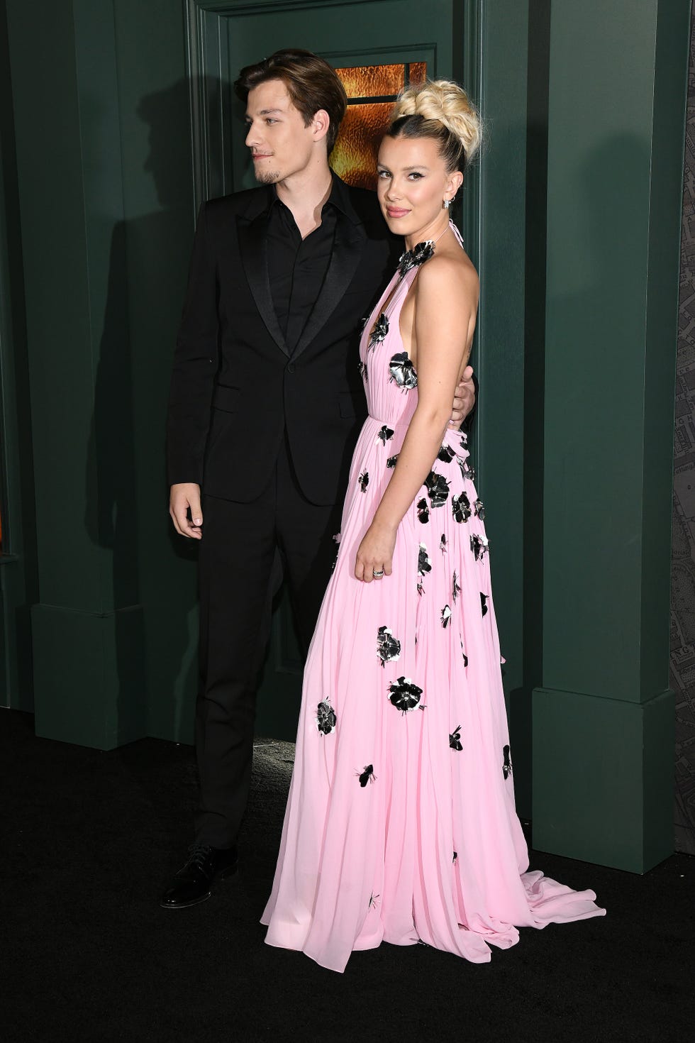 Jake Bongiovi and Millie Bobby Brown at the world premiere of “Enola Holmes 2” at the Paris Theater on October 27, 2022 in New York City, Photo by Kristina Bumphreyvariety via Getty Images