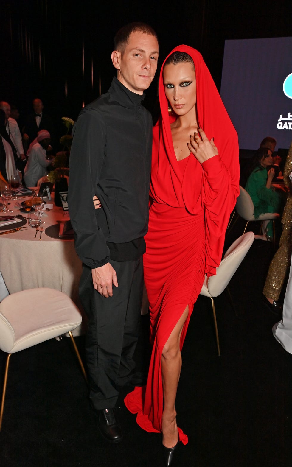 doha, qatar october 28 marc kalman and bella hadid attend the emerge gala dinner and live charity auction hosted by international supermodel and philanthropist naomi campbell in partnership with sothebys to recognize and reward young creative and business talents from emerging regions, with a focus in africa, the diaspora and developing communities around the world, at qf ceremonial court on october 28, 2022 at doha, qatar photo by david m benettdave benettgetty images for emerge