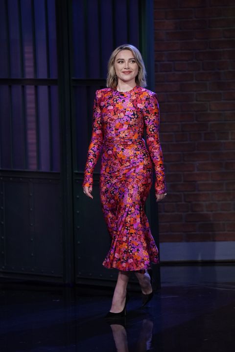 late night with seth meyers episode 1352 pictured actress florence pugh arrives on november 9, 2022 photo by lloyd bishopnbc via getty images