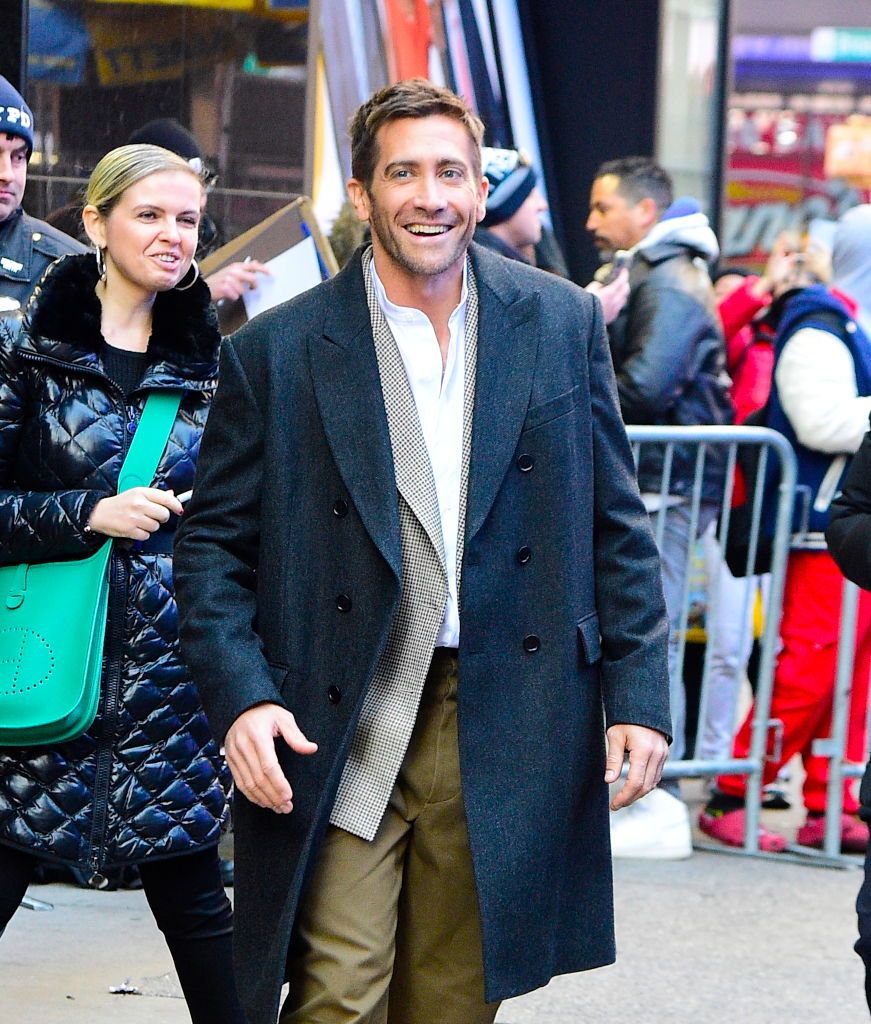 new york, ny november 21 actor jake gyllenhaal is seen outside gma on november 21, 2022 in new york city photo by raymond hallgc images