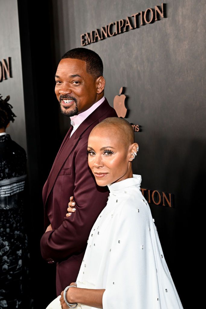 will smith and jada pinkett smith at the premiere of apple original films emancipation held at regency village theatre on november 30, 2022 in los angeles, california photo by michael bucknervariety via getty images