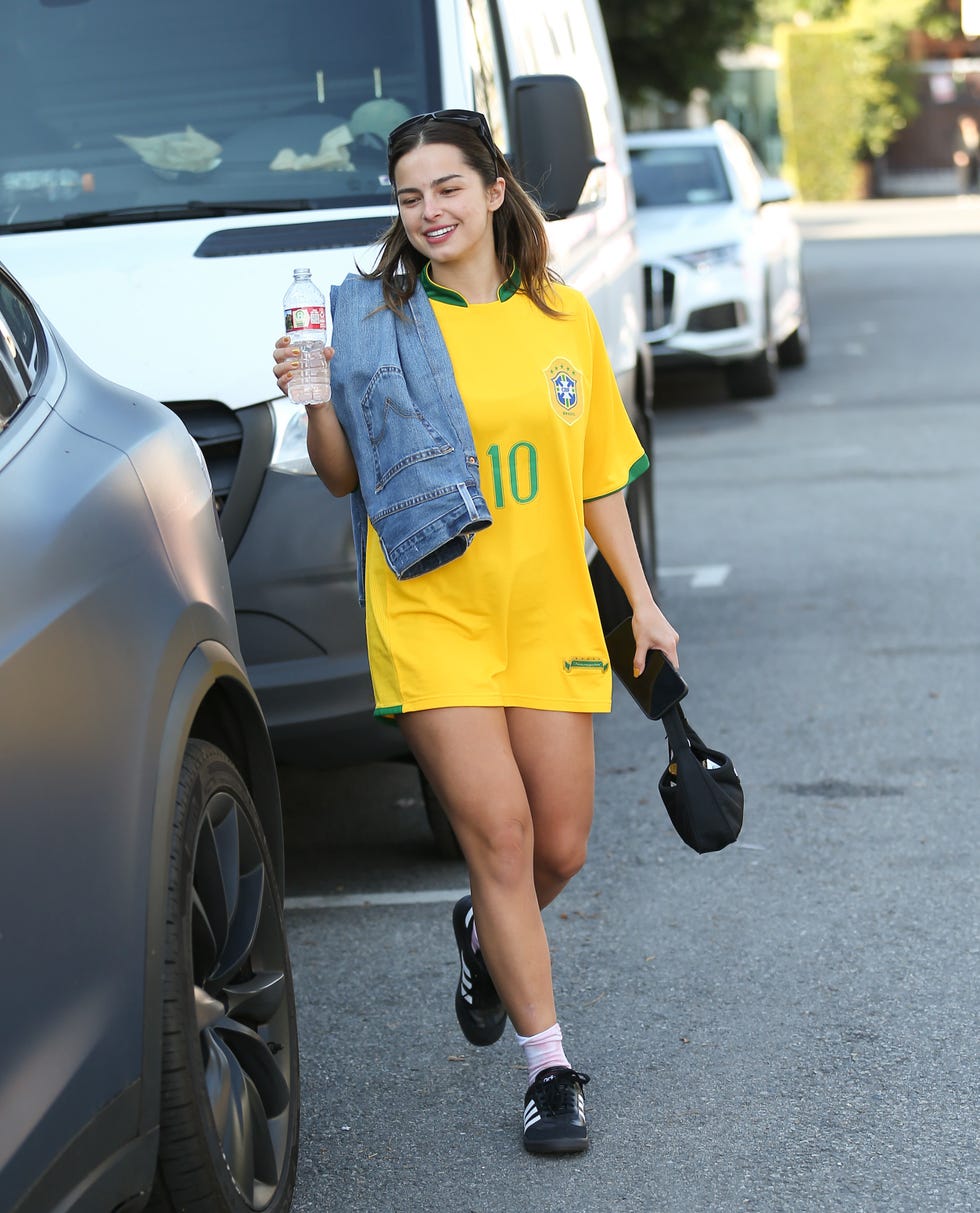 addison rae in brazil football jersey