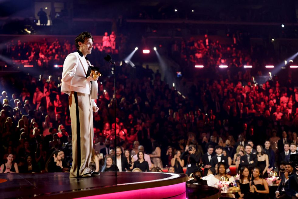 los angeles february 5 harry styles at the 65th annual grammy awards, broadcasting live sunday, february 5, 2023 800 1130 pm, live et500 830 pm, live pt on the cbs television network, and available to stream live and on demand on paramount photo by francis speckercbs via getty images