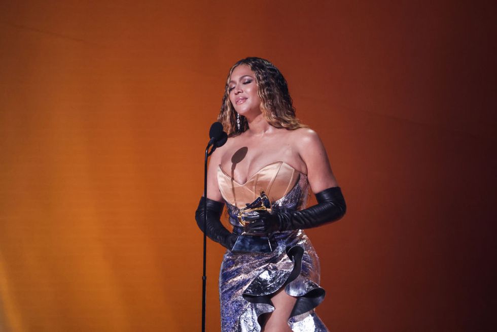 los angeles, california february 5 beyonce accepts the best danceelectronic music album award for renaissance onstage during the 65th grammy awards at cryptocom arena on february 05, 2023 in los angeles, california photo by robert gauthier los angeles times via getty images